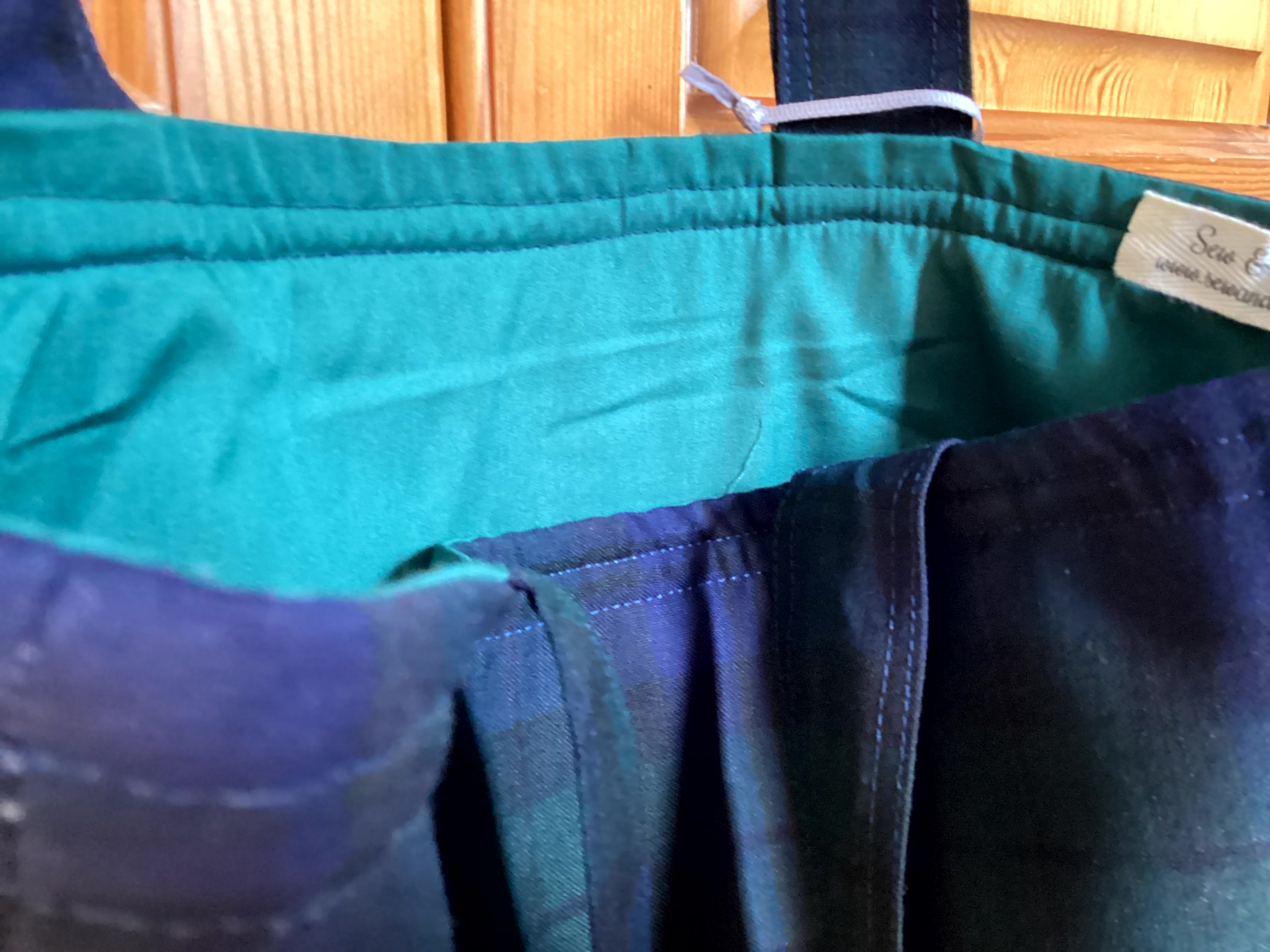 Tote Bag - dark green and blue tartan